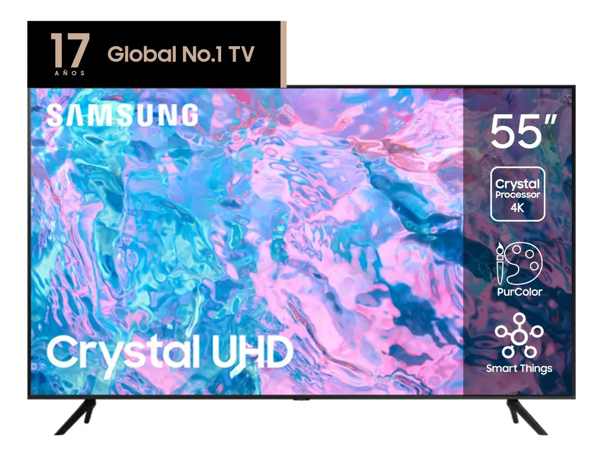 Samsung Smart TV 55 Crystal UHD 4K CU7000 vista frontal